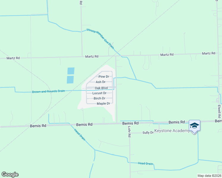 map of restaurants, bars, coffee shops, grocery stores, and more near 1 Oak Boulevard in Van Buren Charter Township