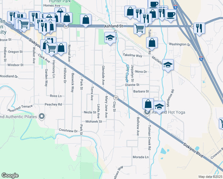 map of restaurants, bars, coffee shops, grocery stores, and more near 944 Glendale Avenue in Ashland
