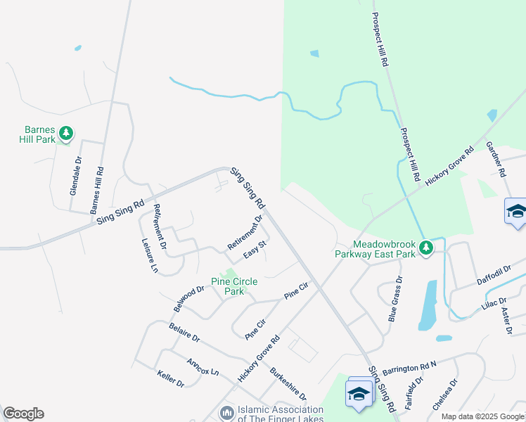 map of restaurants, bars, coffee shops, grocery stores, and more near Retirement Drive in Horseheads