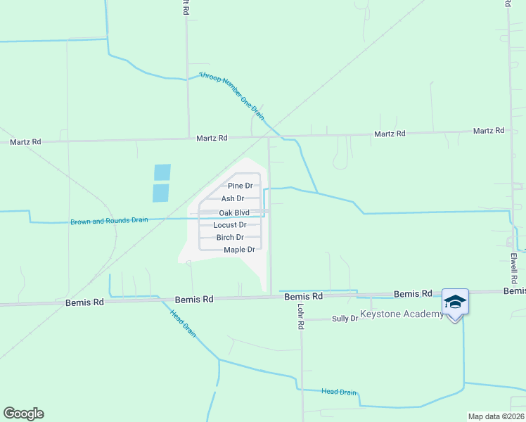 map of restaurants, bars, coffee shops, grocery stores, and more near 1 Oak Boulevard in Van Buren Charter Township