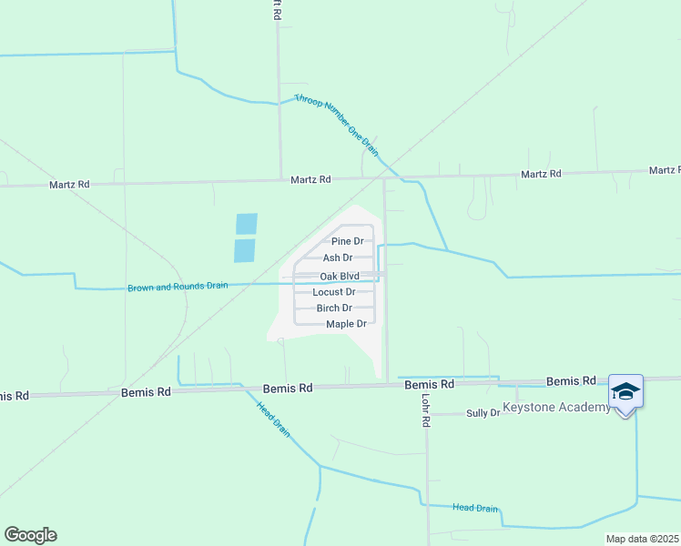 map of restaurants, bars, coffee shops, grocery stores, and more near 22 Oak Boulevard in Van Buren Charter Township