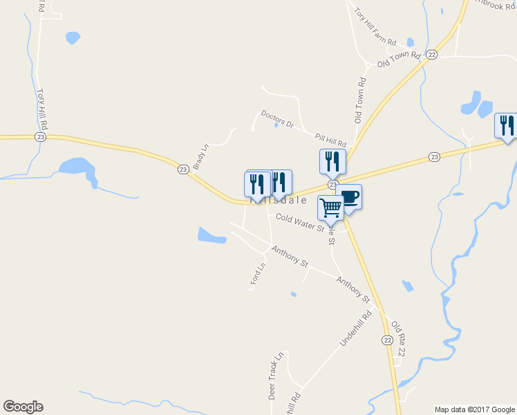 map of restaurants, bars, coffee shops, grocery stores, and more near 2654 Route 23 in Hillsdale