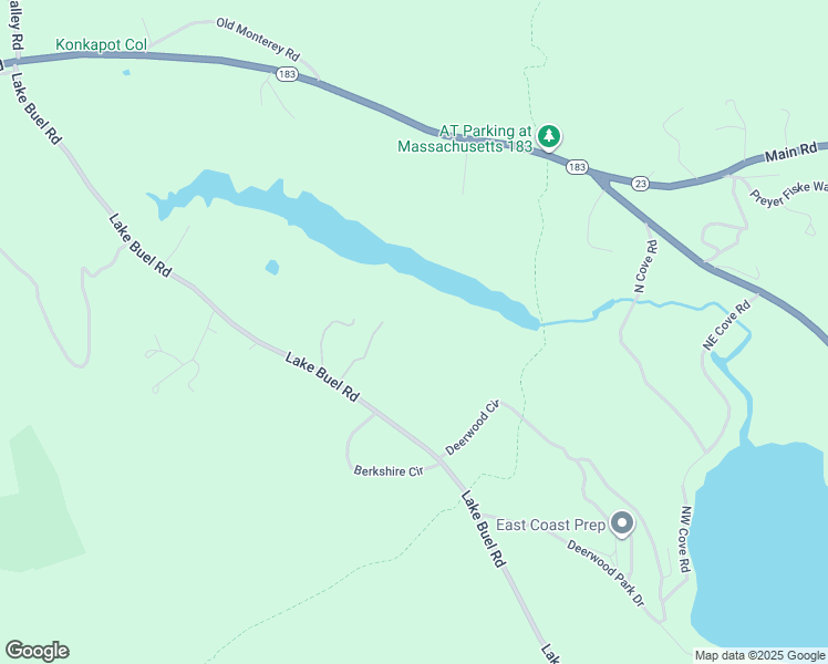 map of restaurants, bars, coffee shops, grocery stores, and more near 75 Lake Buel Road in Great Barrington