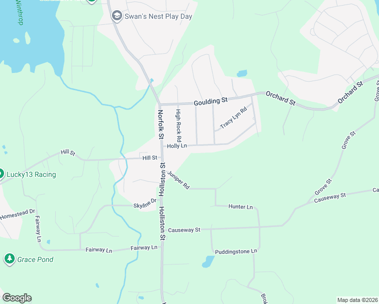 map of restaurants, bars, coffee shops, grocery stores, and more near 57 Holly Lane in Holliston