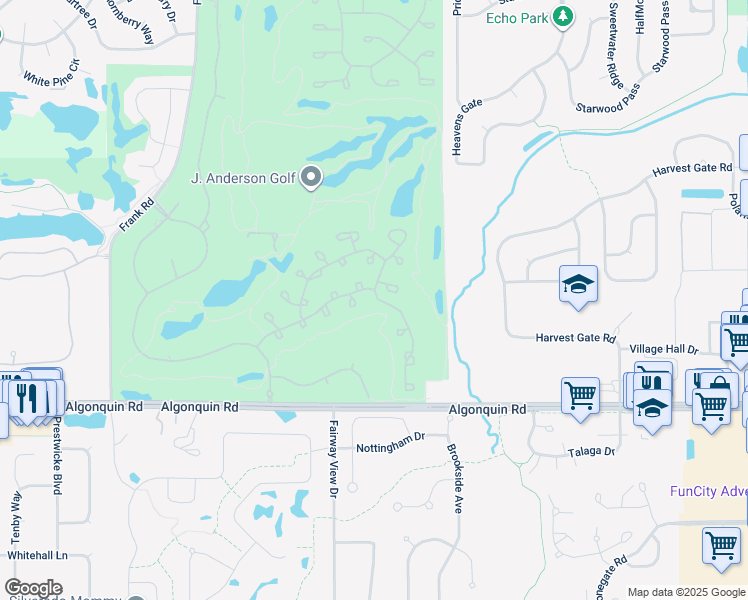 map of restaurants, bars, coffee shops, grocery stores, and more near 281 Course Drive in Lake in the Hills
