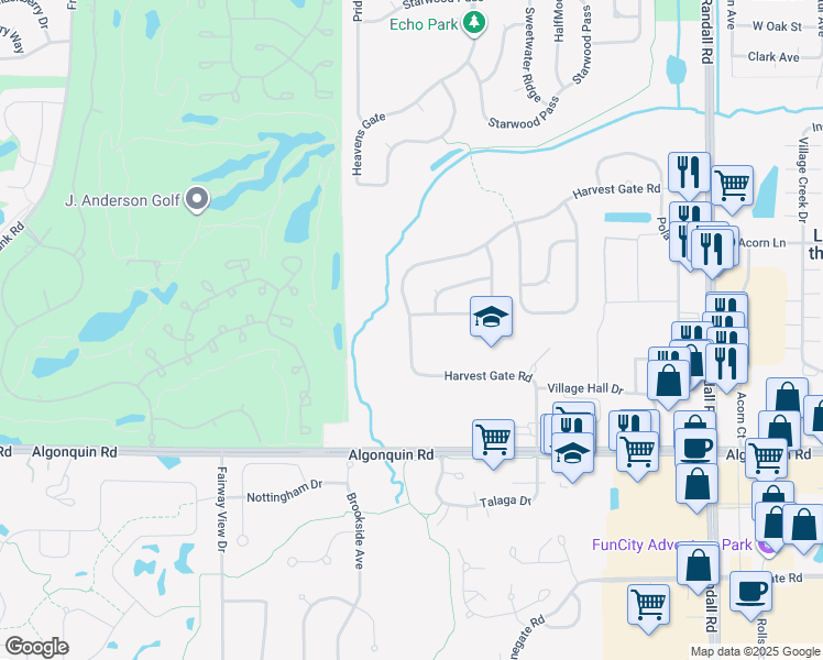 map of restaurants, bars, coffee shops, grocery stores, and more near 500-570 Harvest Gate in Lake in the Hills