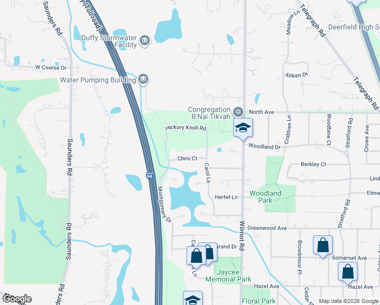 map of restaurants, bars, coffee shops, grocery stores, and more near 12267 Hickory Knoll Road in Deerfield