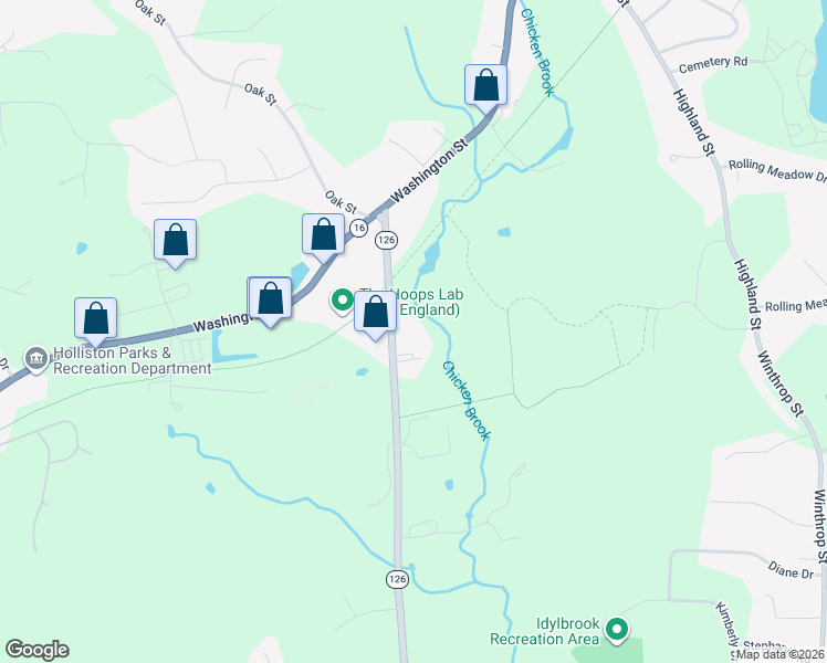 map of restaurants, bars, coffee shops, grocery stores, and more near 100 Summer Street in Holliston