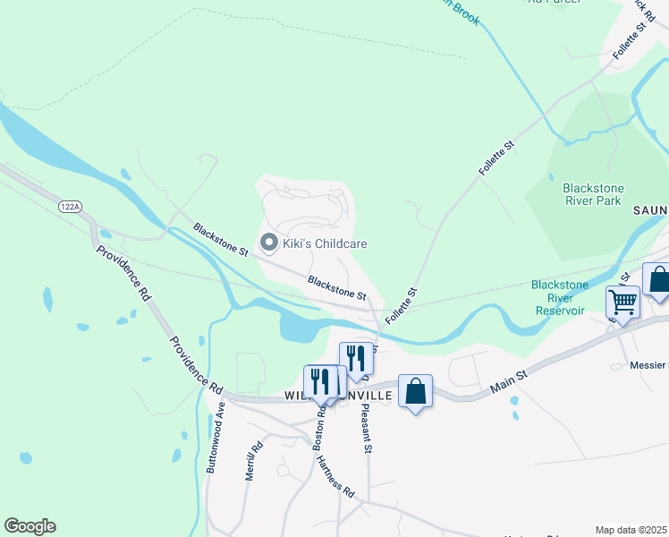 map of restaurants, bars, coffee shops, grocery stores, and more near 11 Mark's Way in Sutton