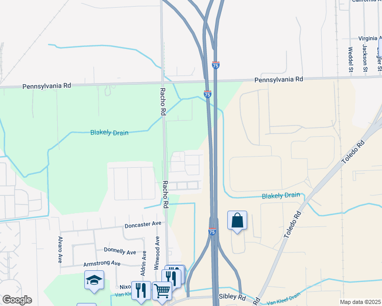 map of restaurants, bars, coffee shops, grocery stores, and more near 17580 Freedom Lane in Brownstown Charter Township