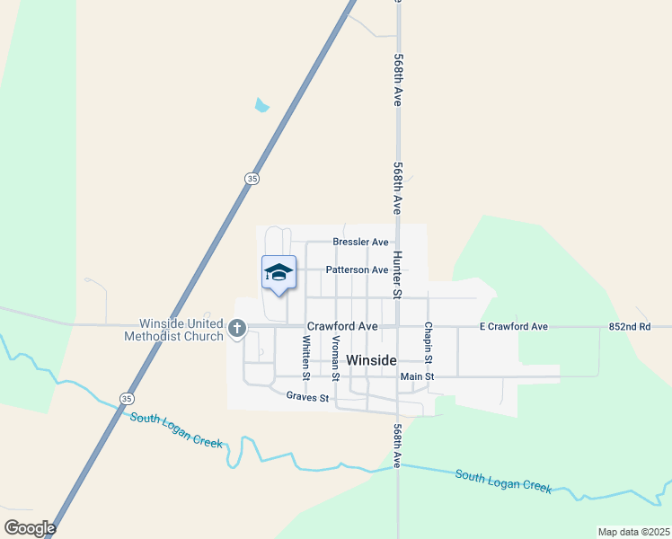 map of restaurants, bars, coffee shops, grocery stores, and more near 401 Patterson Avenue in Winside