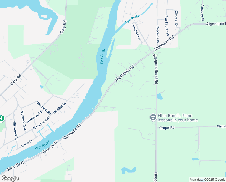 map of restaurants, bars, coffee shops, grocery stores, and more near 10350 North River Road in Algonquin