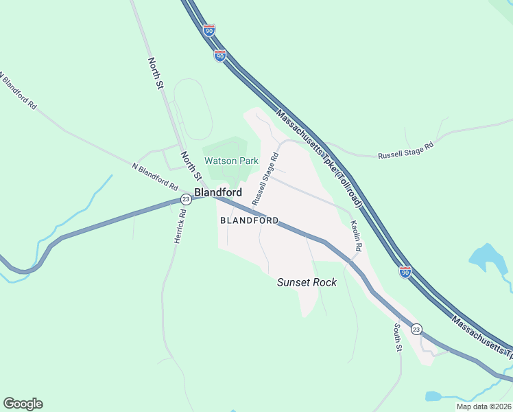 map of restaurants, bars, coffee shops, grocery stores, and more near 93 Main Street in Blandford