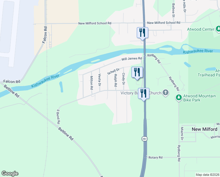 map of restaurants, bars, coffee shops, grocery stores, and more near 1988 South Bend Road in Rockford