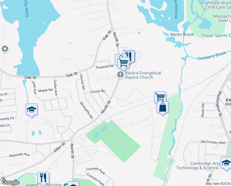 map of restaurants, bars, coffee shops, grocery stores, and more near in Randolph