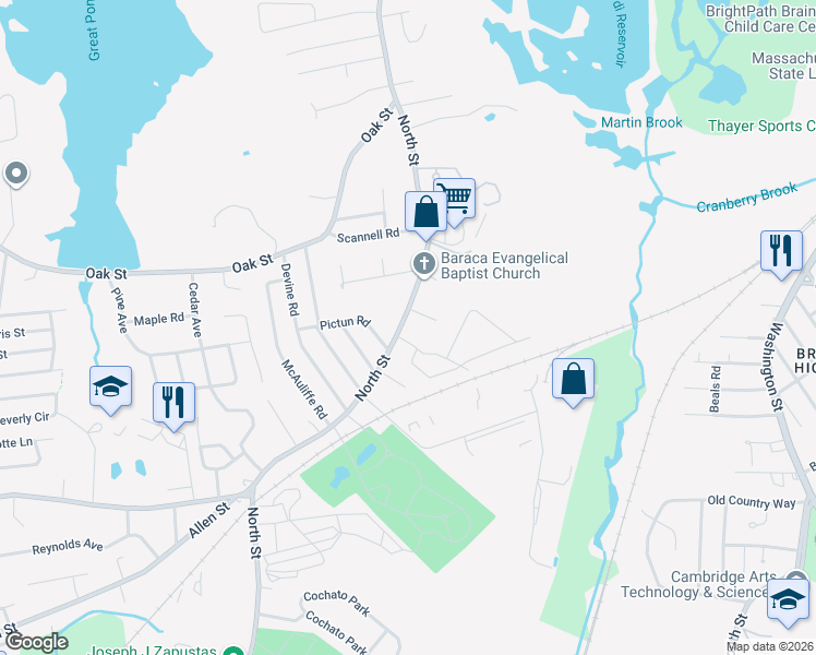 map of restaurants, bars, coffee shops, grocery stores, and more near in Randolph