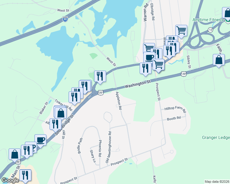 map of restaurants, bars, coffee shops, grocery stores, and more near 28 Appleton Road in Auburn