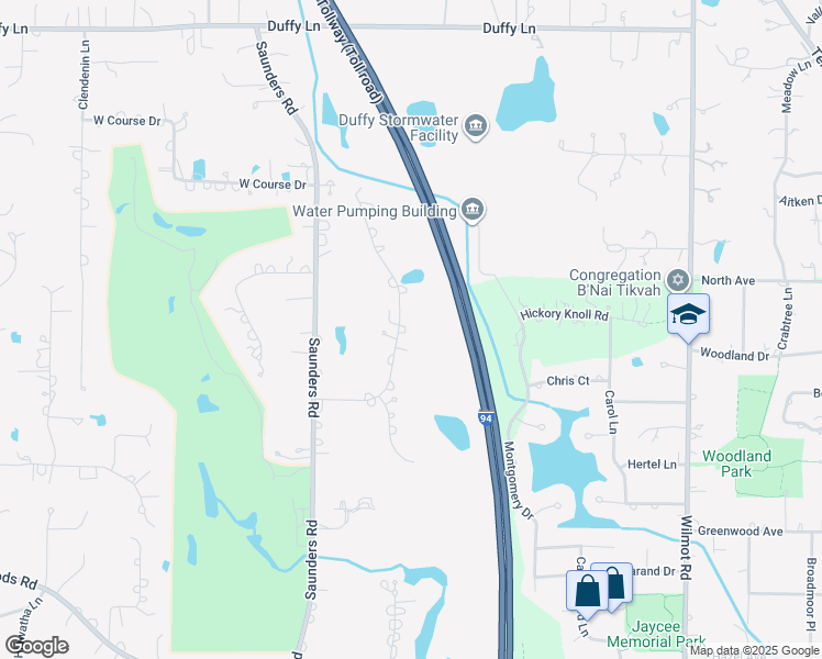 map of restaurants, bars, coffee shops, grocery stores, and more near 1583 East Course Drive in Riverwoods