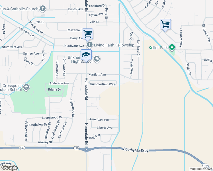 map of restaurants, bars, coffee shops, grocery stores, and more near 5542 Summerfield Way in Klamath Falls
