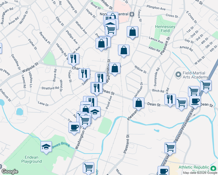 map of restaurants, bars, coffee shops, grocery stores, and more near in 