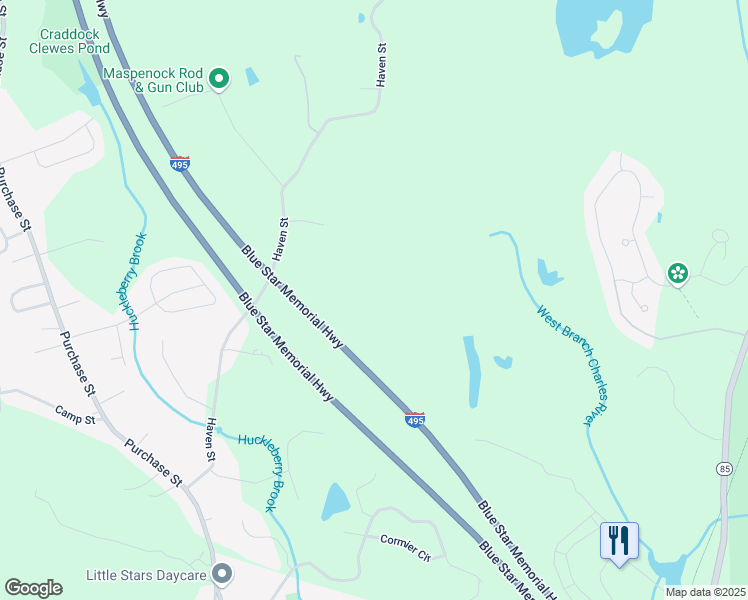 map of restaurants, bars, coffee shops, grocery stores, and more near 41 Haven Street in Milford