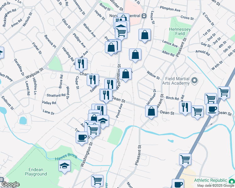 map of restaurants, bars, coffee shops, grocery stores, and more near in 