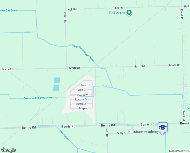 map of restaurants, bars, coffee shops, grocery stores, and more near 16800 Lohr Road in Belleville