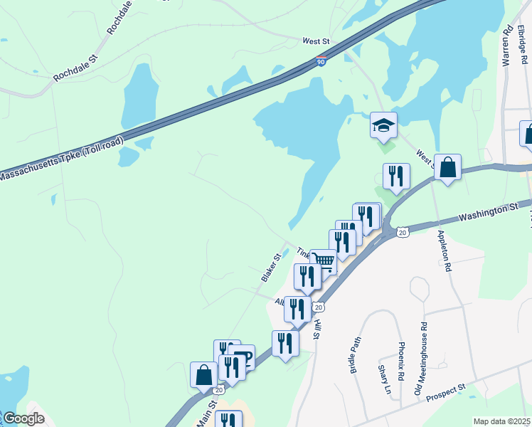 map of restaurants, bars, coffee shops, grocery stores, and more near 58 Tinker Hill Road in Auburn