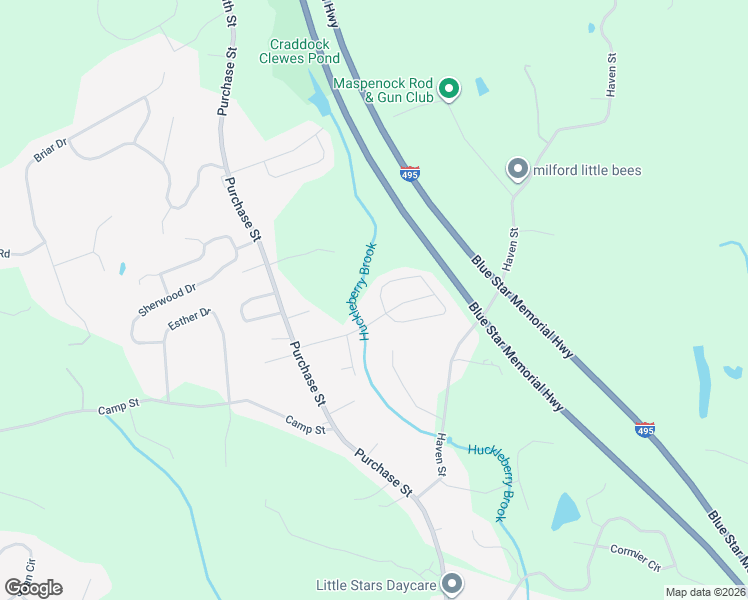map of restaurants, bars, coffee shops, grocery stores, and more near 6 Bradford Road in Milford