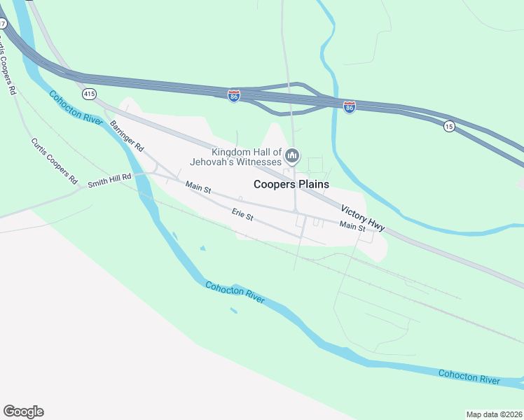 map of restaurants, bars, coffee shops, grocery stores, and more near 225 Main Street in Painted Post