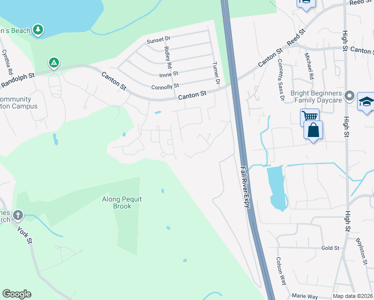 map of restaurants, bars, coffee shops, grocery stores, and more near 79 Johnson Drive in Randolph
