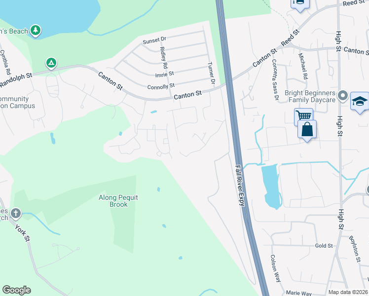 map of restaurants, bars, coffee shops, grocery stores, and more near 79 Johnson Drive in Randolph