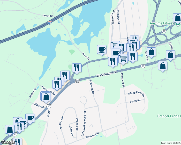 map of restaurants, bars, coffee shops, grocery stores, and more near 15 Appleton Road in Auburn