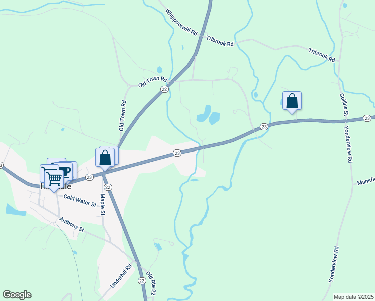 map of restaurants, bars, coffee shops, grocery stores, and more near 2745 New York 23 in Hillsdale