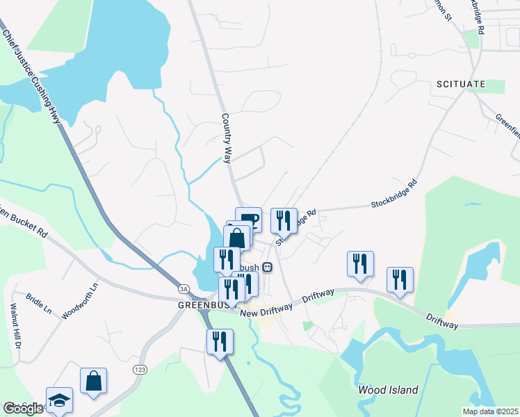 map of restaurants, bars, coffee shops, grocery stores, and more near 14 Old Country Way in Scituate