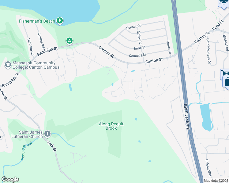 map of restaurants, bars, coffee shops, grocery stores, and more near Bay Drive in Canton