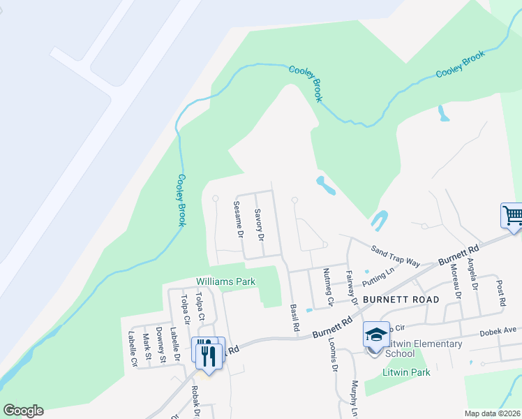 map of restaurants, bars, coffee shops, grocery stores, and more near 25 Savory Drive in Chicopee