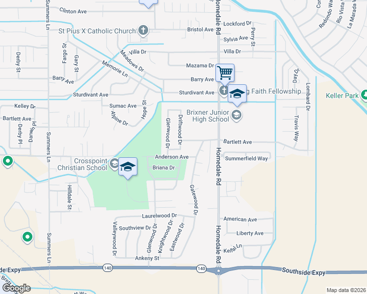 map of restaurants, bars, coffee shops, grocery stores, and more near 4880 Driftwood Drive in Klamath Falls