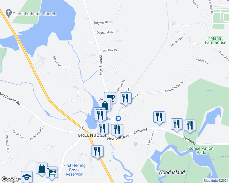 map of restaurants, bars, coffee shops, grocery stores, and more near 14 Old Country Way in Scituate