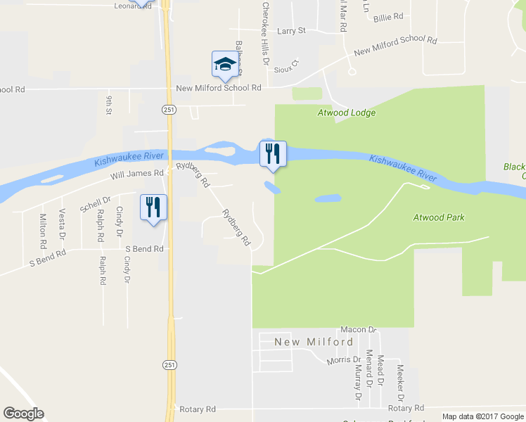 map of restaurants, bars, coffee shops, grocery stores, and more near 6882 Meadow Song Trail in Rockford