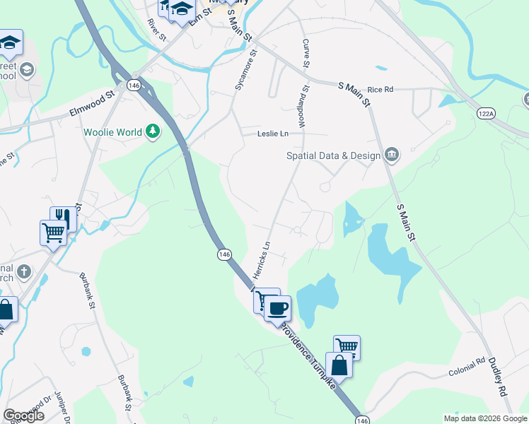 map of restaurants, bars, coffee shops, grocery stores, and more near 48 Sullivan Place in Millbury