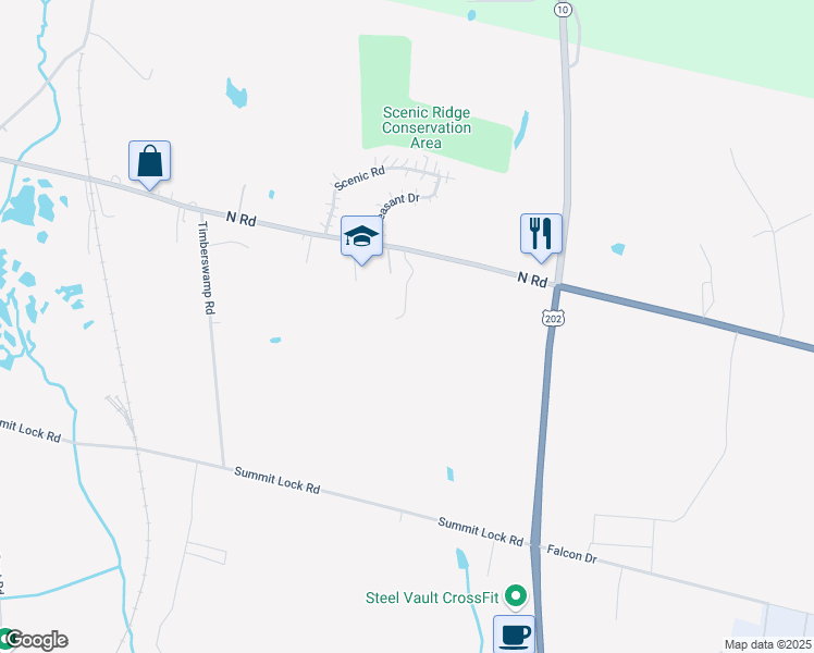 map of restaurants, bars, coffee shops, grocery stores, and more near 551 North Road in Westfield