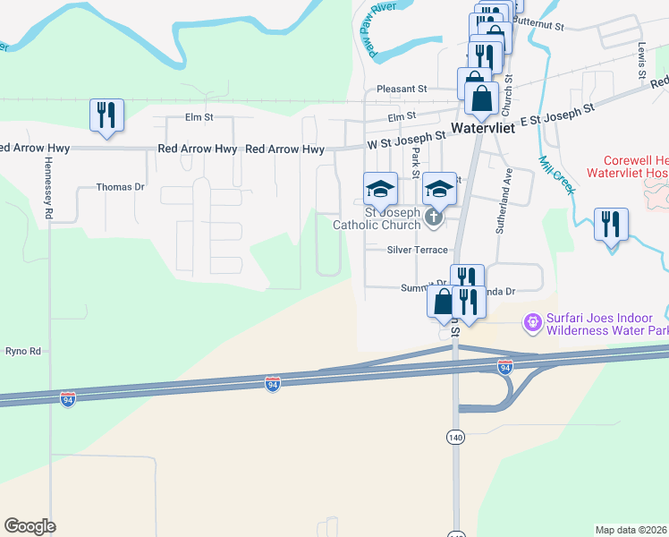 map of restaurants, bars, coffee shops, grocery stores, and more near 3866 Watertown Drive in Watervliet