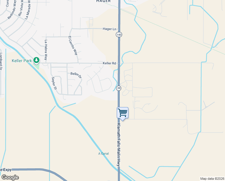 map of restaurants, bars, coffee shops, grocery stores, and more near 7459 Golden Trail in Klamath Falls