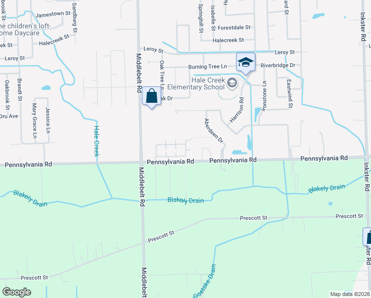 map of restaurants, bars, coffee shops, grocery stores, and more near 28816 Whitby Drive in Romulus