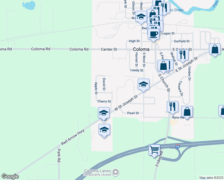 map of restaurants, bars, coffee shops, grocery stores, and more near 262 Coloma Avenue in Coloma