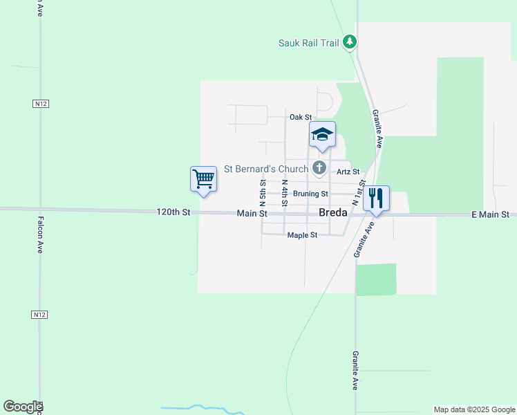 map of restaurants, bars, coffee shops, grocery stores, and more near 500 Main Street in Breda