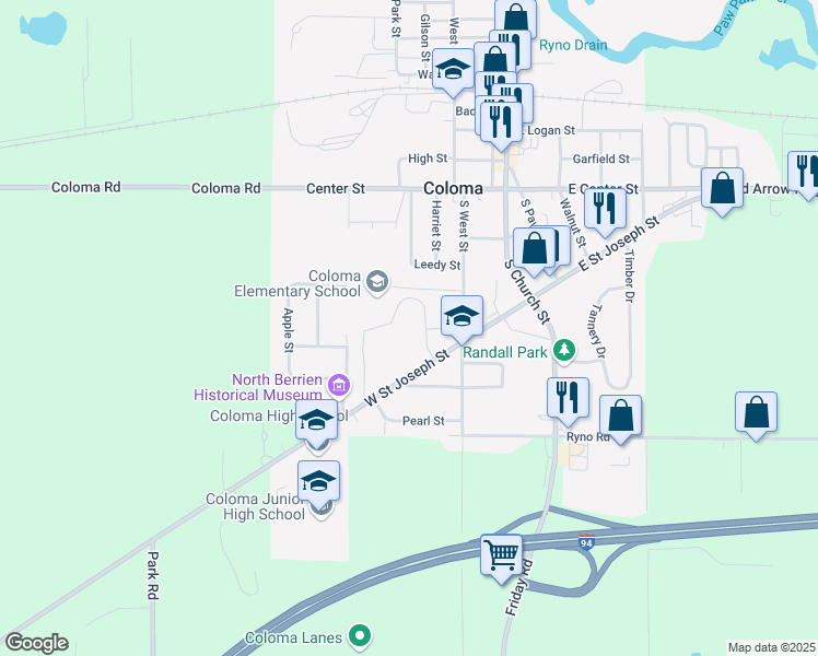 map of restaurants, bars, coffee shops, grocery stores, and more near 262 Coloma Avenue in Coloma