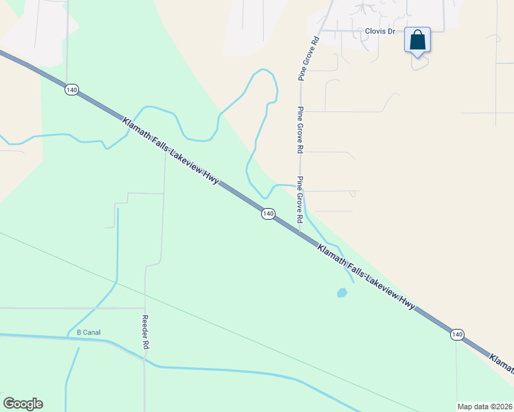 map of restaurants, bars, coffee shops, grocery stores, and more near 9812 Oregon 140 in Klamath Falls