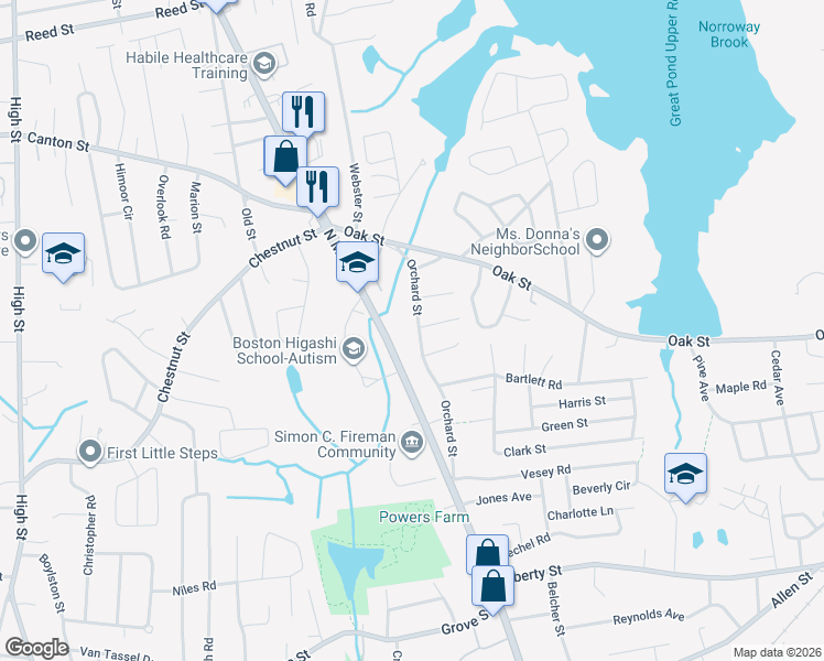 map of restaurants, bars, coffee shops, grocery stores, and more near 731 North Main Street in Randolph